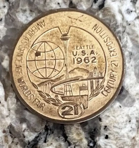 Seattle World's Fair 1962 Century 21 One Dollar Token Coin 1 1/2 Inch - Picture 1 of 2