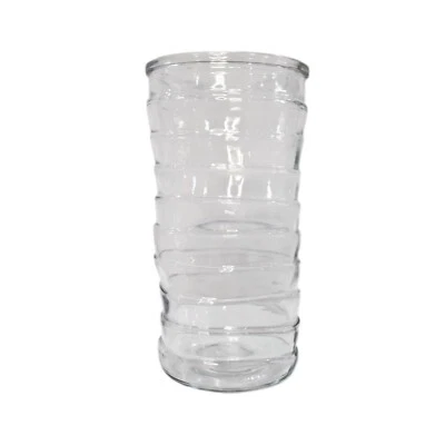 Wavy Cylinder Clear Glass Vase 8 1/2 Inches Tall X 4 Inches Wide - Image 1 of 3
