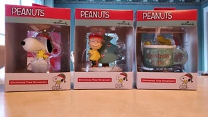 Hallmark Snoopy, Woodstock, Charlie Brown Christmas Ornament Set of 3 2021 CVS - Picture 1 of 1