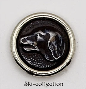 Ancien Bouton de Chasse. Tête de chien à gauche. France, vers 1900. 16 mm - Imagen 1 de 2