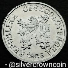 Czechoslovakia 1 Haler 1953. KM#35. One Cent coin. Czech Lion Slovak Shield. 