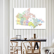 Map Poster of Canada Political City Large Wall Prints Canvas Background Decor