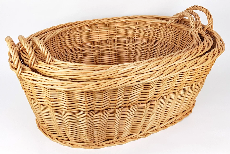 Wäschekorb Aufbewahrungskorb Weide oval mit zwei Henkel Natur - OV-1  - Bild 1 von 1