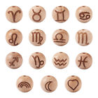 15/30pc 16/20mm Zodiac Wooden Beads For Jewelry Making, Loose 12 Constellation
