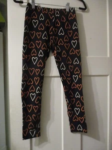 Cat & Jack Girls Leggings Black Hearts Valentines NWOT Size L 10/12    FREE SHIP - Picture 1 of 4