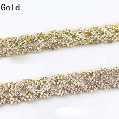5 Yard Rhinestone Chain Diamante Trimming Fringe Ribbon Crystal Glitter Sewing - Image 1 of 4