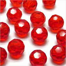 Lot de 20 perles à FACETTES 6mm en Cristal Rouge pour création de Bijoux