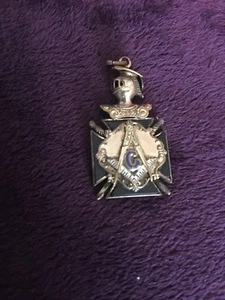 Vintage 1930's Masonic Grand Blue Lodge, rose & onyx , watch fob / pendant  - Picture 1 of 4