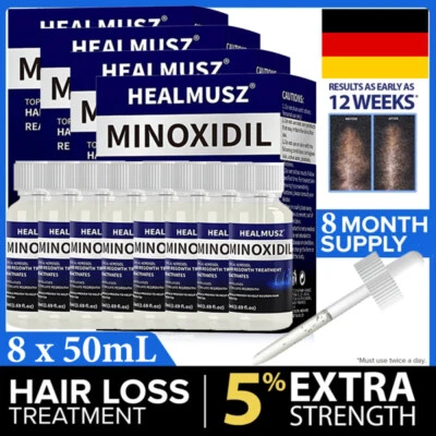 HEALMUSZ 8-Monats-Vorrat Extra Stärke MINOXIDI 5% Serum Haarwachstum FÜR MÄNNER 8*50ML DE
