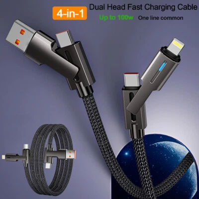 4in1 USB-C PD Cable Charger Cord for iPhone 17 16 15 14 Samsung S25 S24 S23 S22+ - image 1 of 4