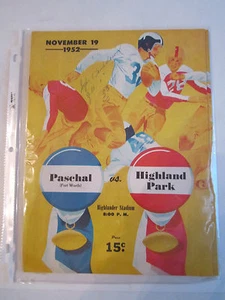 1952 HIGHLAND PARK VS. PASCHAL FT. W - FOOTBALL ROSTER PROGRAM - NICE - TUB RRR - Picture 1 of 2