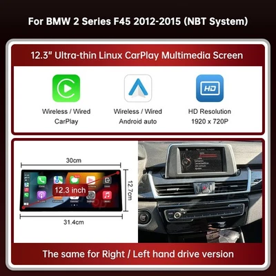 12.3" Ultra-thin CarPlay Touch screen Multimedia For BMW 2 Series F45 2012-2015 - Image 1 of 4