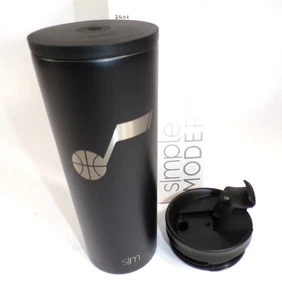 Utah Jazz 24 Unzen Schwarz Klassisch Becher mit Strohhalm & Klappdeckel von Simple Modern Neu im Karton - Bild 1 von 7