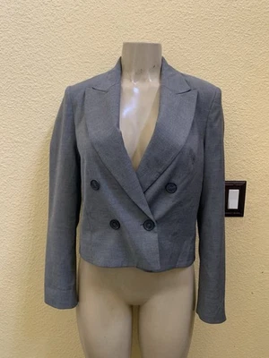 NWOT Zara Size Medium Gray Double Breasted Cropped Blazer - Image 1 of 4