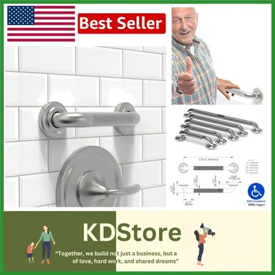 Barra de apoio de chuveiro serrilhada aço inoxidável 9 polegadas compatível com ADA resistente - Imagem 1 de 4