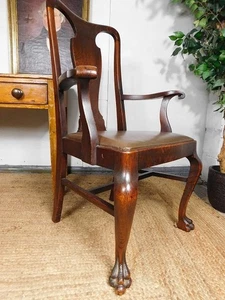 A FINE QUALITY ANTIQUE CARVED OAK ELBOW OR DESK CHAIR - DELIVERY AVAILABLE - Picture 1 of 10