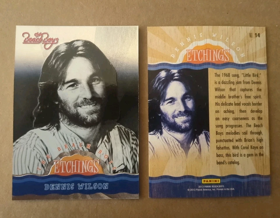 Tarjeta de inserción 2013 Panini The Beach Boys Dennis Wilson grabados #14 Foto 1 de 1