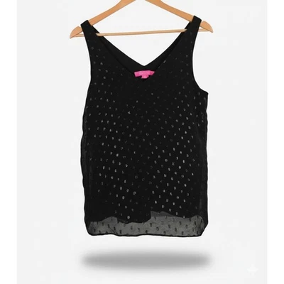 Lilly Pulitzer Womens XS Preppy Glam Party Holiday Florin Silk Metallic Dot Tank - Image 1 of 4