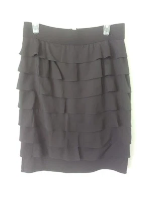 Alfani Women's Ruffle Skirt Size 8 Black Elastic Waist, Zipper Back - Image 1 of 4