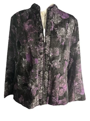 Chaqueta Jay Vintage Tostada Para Mujer 18 Tapiz Floral Púrpura Forrada con Cremallera Brillante Nueva Con Etiquetas Foto 1 de 4