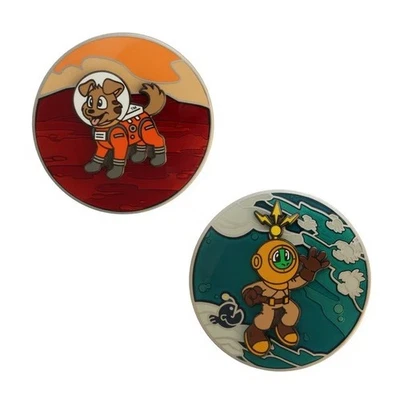High-Low Two-Sided Geocoin Set Official Geocaching Trackable - Image 1 of 4