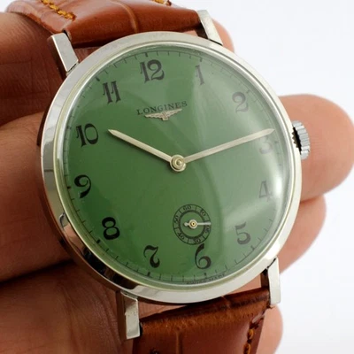 VINTAGE ORIGINAL LONGINES 1967' MANUAL WIND NICE GREEN DIAL ST STEEL GENTS WATCH - Image 1 of 4