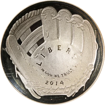 2014-P Baseball Hall of Fame Commemorative Silver $1 PCGS Gem Proof - Signature - Image 1 of 4