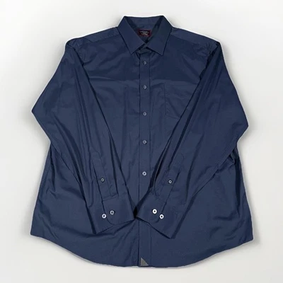 Рубашка мужская UNTUCKit XXL темно-синяя Gironde приталенная эластичная платье на пуговицах - Изображение 1 из 4