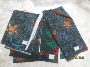 3 Vintage Ozark Christmas Fabric Pieces - Pine Trees Ornaments Stars - Picture 1 of 9