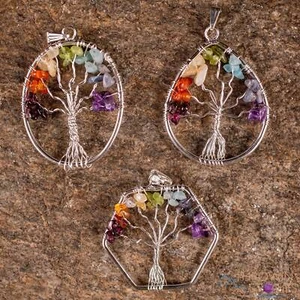 Colgante Árbol de la Vida, Colgante Cristal CHAKRA - Lágrima, Ovalado, Hexágono, E2000 - Imagen 1 de 10