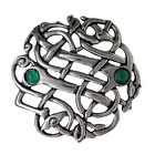Celtic Open Weave Pewter Pin Badge With Onyx Stones Made In Cornwall 
