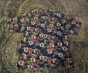 Big Dogs Blue Navy Floral Hotel print Shirt Men's Hawaiian Size 1X/2X - Picture 1 of 7