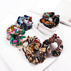 Women Printed Scrunchies Satin Headwear Elastic Band Hair Ties Rope Ring /