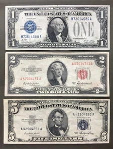 $1 / $2 / $5 💲 VINTAGE CURRENCY LOT FRN 💲 Lot K50 - Picture 1 of 2