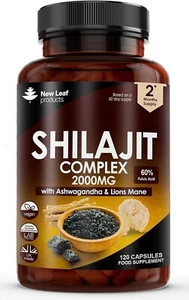 Shilajit Complex 2000mg x 120 Himalayan Shilajit + Ashwagandha & Lions Mane 60% - Picture 1 of 24