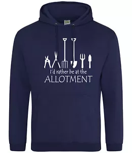 Mens I'd rather be at the Allotment Hoodie Gardening Birthday Present Grandad - Picture 1 of 15