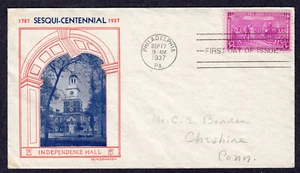 1937 US Constitution Signed 150th (Scott 798)-Grandy Red & Black Hall FDC NU914 - Picture 1 of 1
