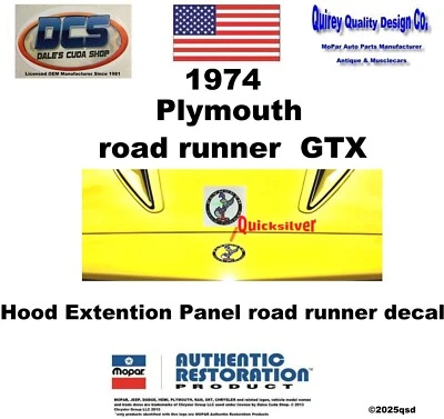 1974 Plymouth Road Runner GTX капот удлинитель этикетка 3570028 новый США - Изображение 1 из 2