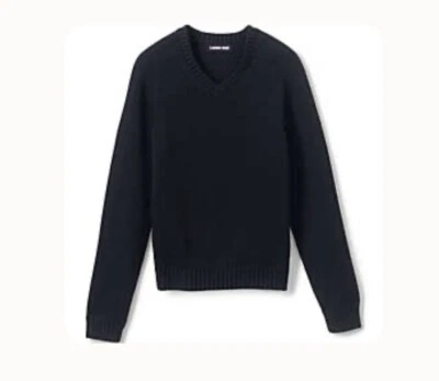 NEW Lands’ End Black V Neck Cotton/Modal Uniform Sweater, Kids Size M (5-6) - Image 1 of 4