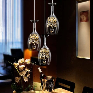 Modern Wine Glass LED Ceiling Light Chandelier Creative Hanging Pendant Lamp - Picture 1 of 12