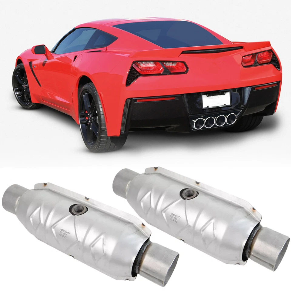 Par convertidor catalítico de entrada/salida de 2,5" alto y flujo para Chevy Corvette C5 C6 C7 Foto 1 de 4