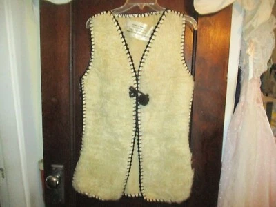 Chaleco de panel de pescadores griegos de lana tejida hervida difusa hippie crema negro S Grecia Foto 1 de 4