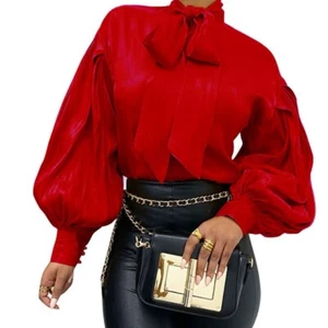 Women’s Bow Tie Neck Blouse - Picture 1 of 1