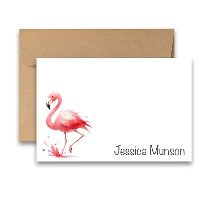 PERSONALIZADO - 12 Tarjetas de Billetes Planos Papelería Floral con Sobres - Flamenco Foto 1 de 3