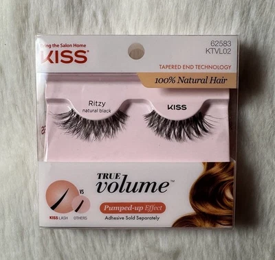 Cílios Kiss True Volume Natural Preto Ritzy Gordo 100% Natural Cabelo Novo - Imagem 1 de 3
