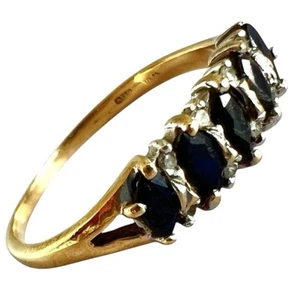 Vintage Sapphire Diamond 9ct Gold Dress Ring 1.6g Size N Hallmark - Picture 1 of 24