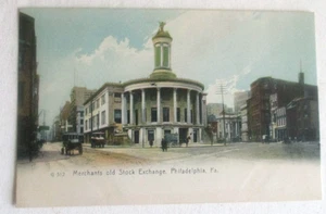 Postal prelina vintage de 1900 de Merchant Old Stock Exchange, Filadelfia, Pensilvania - Imagen 1 de 2