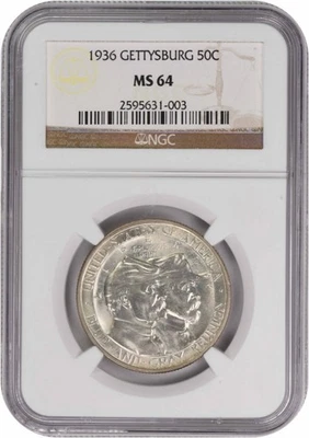 Gettysburg Commemorative Half Dollar 1936 MS64 NGC - Image 1 of 4