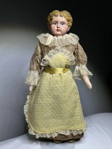Antique Minerva (?) Metal Tin Head Doll ~ 10" Blonde Blue Eyes - Picture 1 of 22