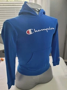 Champion Sweatshirt Youth Boys Large Blue Logo Detail Hoodie Athletic Athleisure - Picture 1 of 8